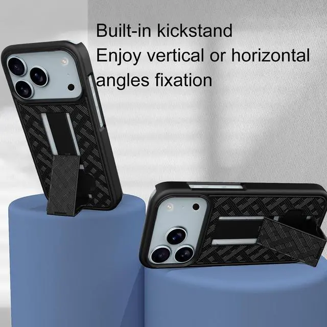 Alt view image 6 of 7 - for iPhone 17 Pro Max Stand Case, Belt Clip, Screen Protector-Black