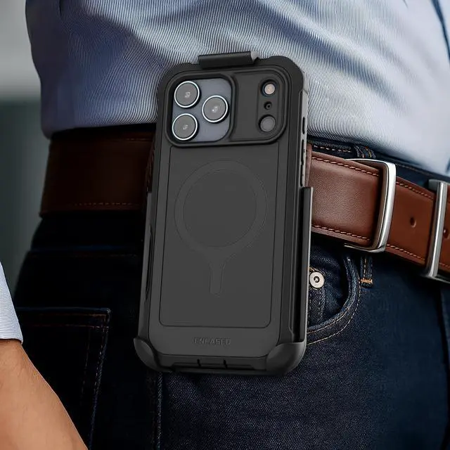 Alt view image 3 of 7 - Rugged Case for iPhone 17 Pro Max with Belt Clip and Built-in Screen Protector (Falcon Series) Full-Body Cover with Phone Holster, Compatible with MagSafe (Black)