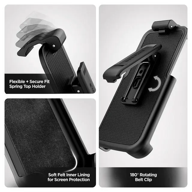Alt view image 7 of 7 - Rugged Case for iPhone 17 Pro Max with Belt Clip and Built-in Screen Protector (Falcon Series) Full-Body Cover with Phone Holster, Compatible with MagSafe (Black)