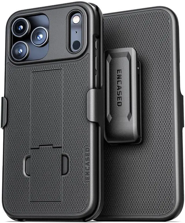 Main image of for Belt Case with Holster Clip and Kickstand, Rubberized Finish (DuraClip Series), Black