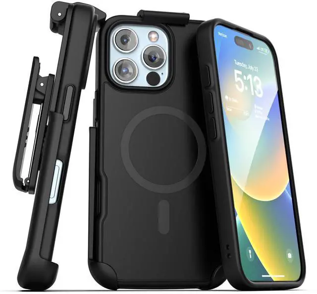 Main image of SlimShield for iPhone 16 Pro Max Belt Clip Case with Phone Holster (Compatible with MagSafe) Matte Black (iPhone 16 Pro Max)