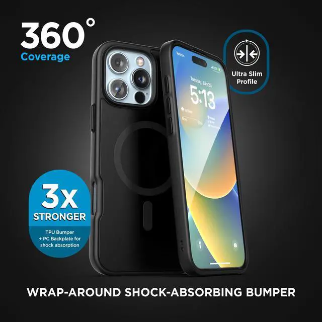 Alt view image 4 of 7 - SlimShield for iPhone 16 Pro Max Belt Clip Case with Phone Holster (Compatible with MagSafe) Matte Black (iPhone 16 Pro Max)