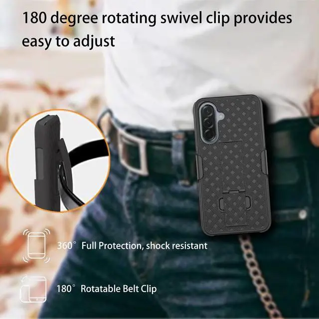 Alt view image 3 of 7 - for Samsung Galaxy A17 5G/A26 Case Holster, Screen Protector-Black