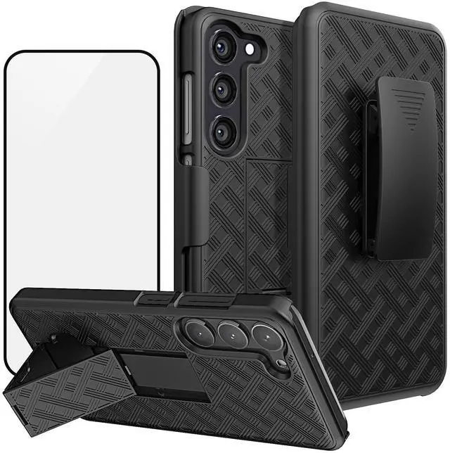Main image of for Samsung Galaxy S24 5G Case Clip Holster, Screen Protector-Black