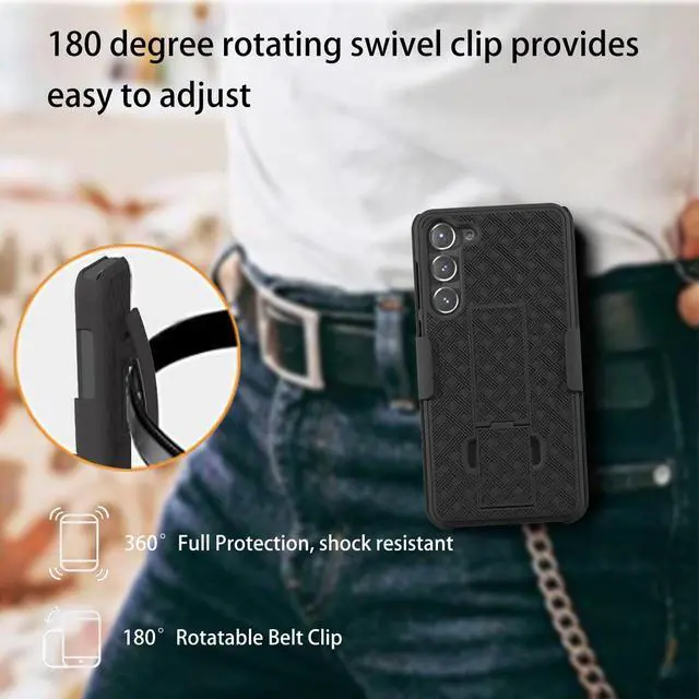 Alt view image 3 of 6 - for Samsung Galaxy S24 5G Case Clip Holster, Screen Protector-Black