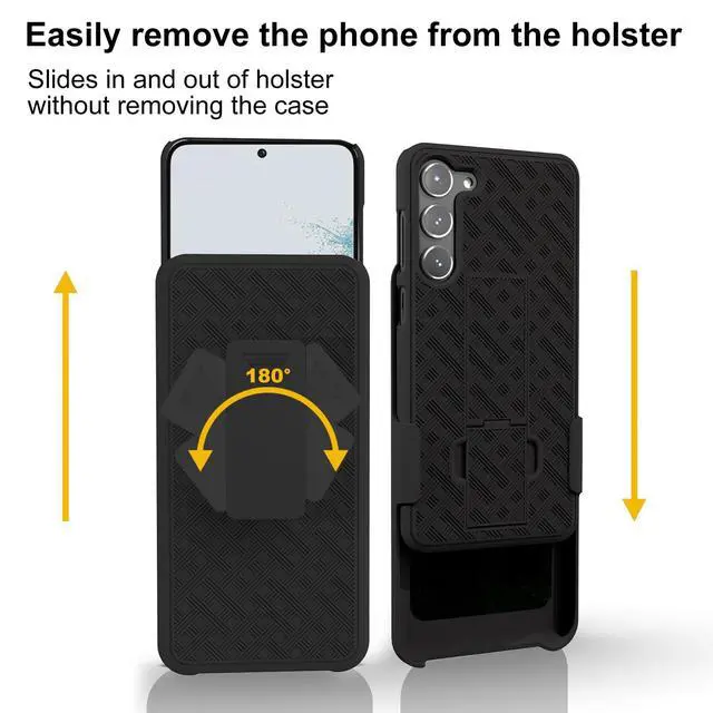 Alt view image 5 of 6 - for Samsung Galaxy S24 5G Case Clip Holster, Screen Protector-Black
