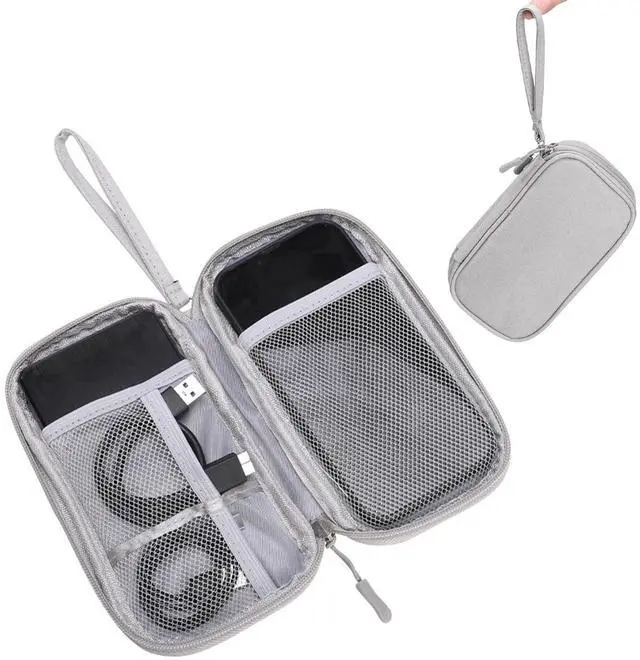 Main image of Electronic Organizer Double Layer, Water Resistant Cable Organizer Bag for Travel Essentials, Cord, Charger, Phone, Earphone, Large Size,Accessories Travel Essentials (Grey, Single-Layer)