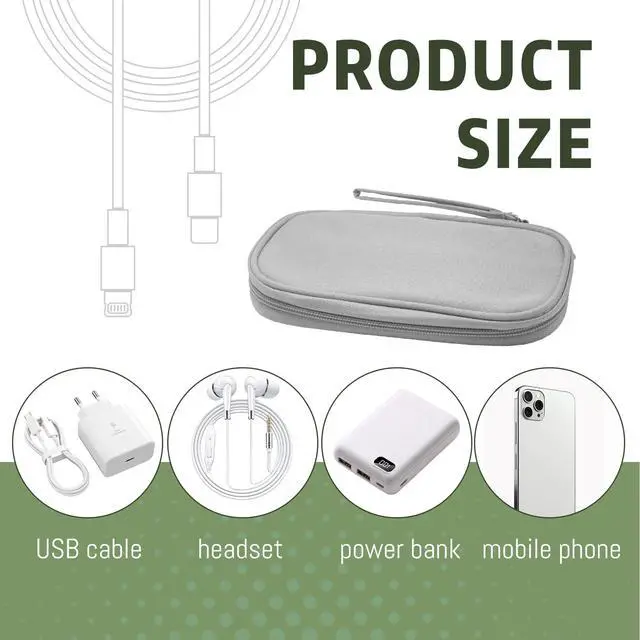 Alt view image 4 of 7 - Electronic Organizer Double Layer, Water Resistant Cable Organizer Bag for Travel Essentials, Cord, Charger, Phone, Earphone, Large Size,Accessories Travel Essentials (Grey, Single-Layer)
