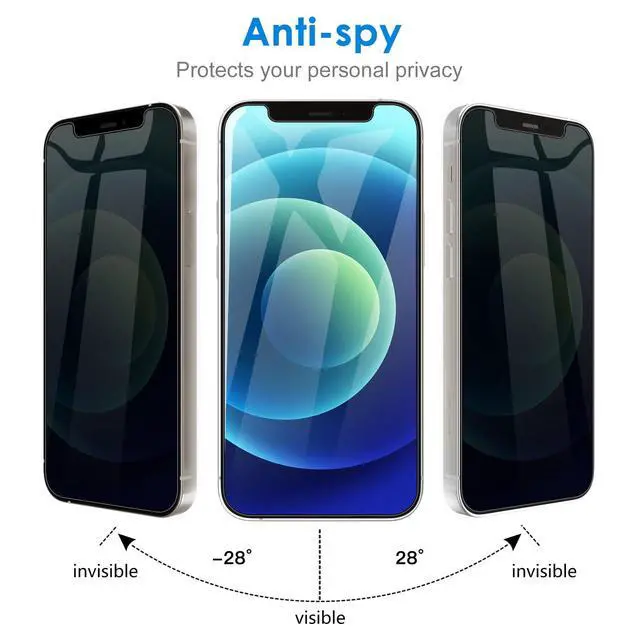 Alt view image 4 of 7 - Privacy Screen Protector for iPhone 12 mini, 2-Pack