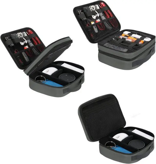 Alt view image 3 of 7 - Cord Organizer Bag, Travel Universal Cable Organizer Case, Grey