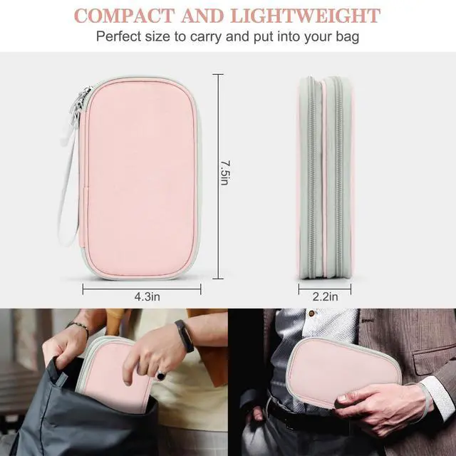 Alt view image 2 of 7 - Electronic Organizer, Travel Tech Pouch Bag, Cable Organizer Light Pink