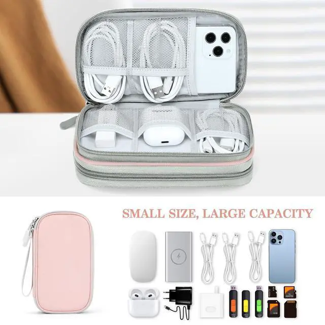 Alt view image 6 of 7 - Electronic Organizer, Travel Tech Pouch Bag, Cable Organizer Light Pink