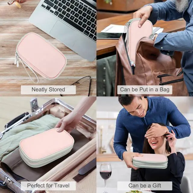 Alt view image 7 of 7 - Electronic Organizer, Travel Tech Pouch Bag, Cable Organizer Light Pink