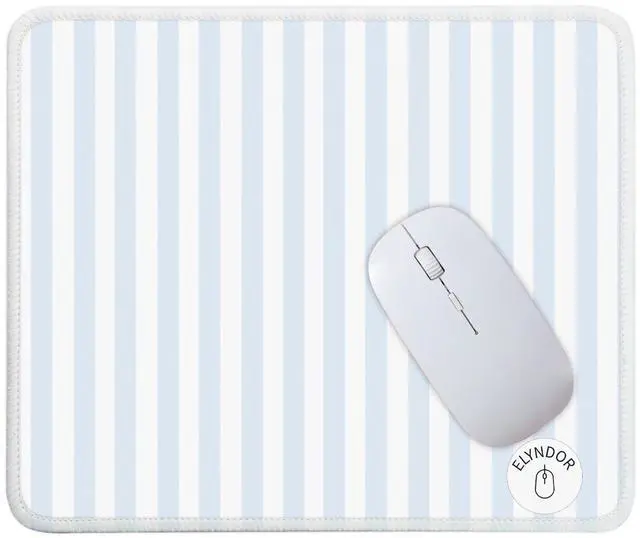 Main image of Mouse Pad for Desk with Stitched Edge, Premium Cute Washable Mouse Pads. Computer Mousepad with Non-Slip Rubber Base, Mousepads for Laptop, 9.25x7.75x0.12 inch (Blue Stripes)