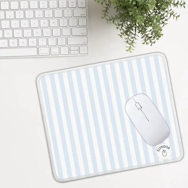 Alt view image 2 of 7 - Mouse Pad for Desk with Stitched Edge, Premium Cute Washable Mouse Pads. Computer Mousepad with Non-Slip Rubber Base, Mousepads for Laptop, 9.25x7.75x0.12 inch (Blue Stripes)