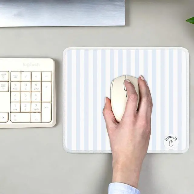 Alt view image 3 of 7 - Mouse Pad for Desk with Stitched Edge, Premium Cute Washable Mouse Pads. Computer Mousepad with Non-Slip Rubber Base, Mousepads for Laptop, 9.25x7.75x0.12 inch (Blue Stripes)