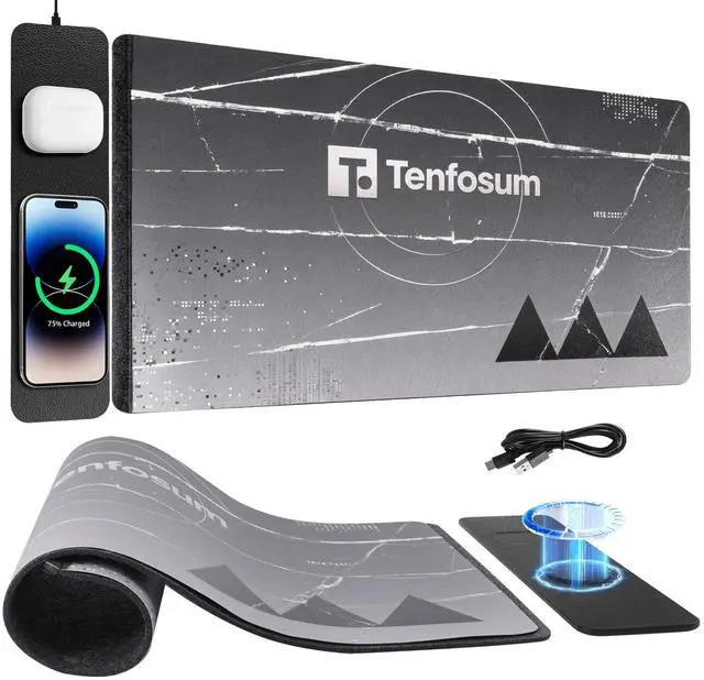 Main image of 15W Wireless Charging Mousepad, Waterproof Non-Slip Large Mouse Pad(68x37cm) for Office/Home/Gaming,Compatible with iPhone/Android/Headphones, Easy to Clean Desk Mat