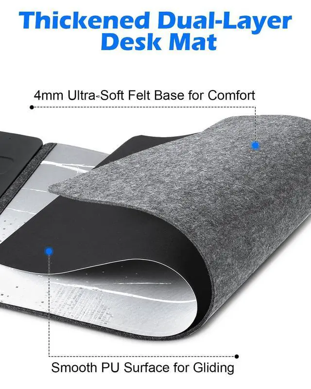 Alt view image 2 of 7 - 15W Wireless Charging Mousepad, Waterproof Non-Slip Large Mouse Pad(68x37cm) for Office/Home/Gaming,Compatible with iPhone/Android/Headphones, Easy to Clean Desk Mat