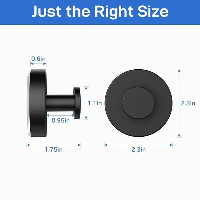 Alt view image 2 of 7 - Suction Cup Hooks for Shower 4 Packs Matte Black Towel Hooks for Bathrooms Wall Mounted Stainless Steel Bathroom Towel Hook for Shower Wall, Window Glass, No-Drill