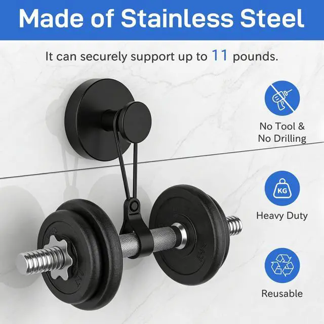 Alt view image 3 of 7 - Suction Cup Hooks for Shower 4 Packs Matte Black Towel Hooks for Bathrooms Wall Mounted Stainless Steel Bathroom Towel Hook for Shower Wall, Window Glass, No-Drill