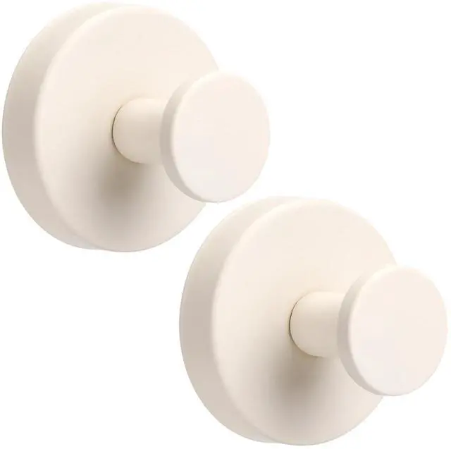 Main image of Suction Cup Hooks for Shower No-Drill Bathroom Hooks for Towels, Robes, Loofah Mountable on Bathroom Walls, Kitchen, Glass, Mirrors, Tile and Smooth,Non-Porous Surfaces (2, Milk White)