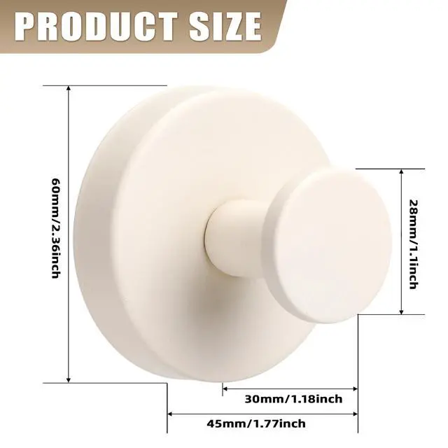 Alt view image 7 of 7 - Suction Cup Hooks for Shower No-Drill Bathroom Hooks for Towels, Robes, Loofah Mountable on Bathroom Walls, Kitchen, Glass, Mirrors, Tile and Smooth,Non-Porous Surfaces (2, Milk White)