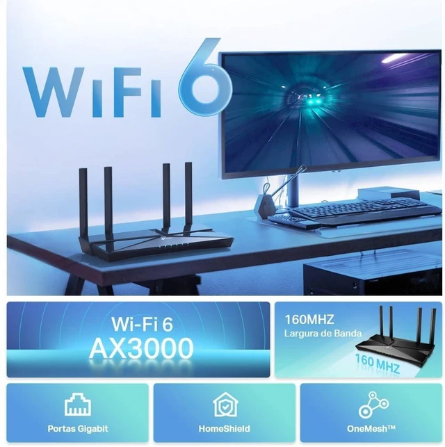 Alt view image 4 of 7 - TP-Link Archer AX53 Router WiFi 6 Dual-Band AX3000, 2402Mbps su 5 GHz e 574 Mbps su 2,4 GHz, WPA3, Tecnologia TP-Link HomeShield, OneMesh, Compatibile con Alexa