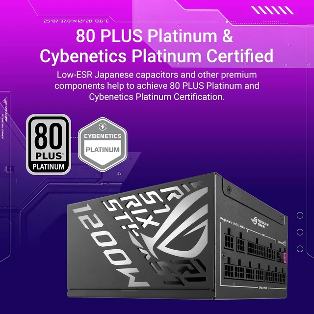 Alt view image 5 of 7 - ASUS ROG Strix 1200W Platinum (80 Plus and Cybenetics Platinum, Fully Modular ATX, ATX 3.1, PCIe 5.1, GaN MOSFET, GPU-First IVS, ROG Equalizer 12V-2x6 GPU Power Cable, 10-Year Warranty)