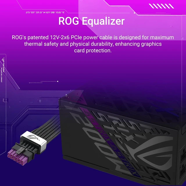 Alt view image 4 of 7 - ASUS ROG Strix 1200W Platinum (80 Plus and Cybenetics Platinum, Fully Modular ATX, ATX 3.1, PCIe 5.1, GaN MOSFET, GPU-First IVS, ROG Equalizer 12V-2x6 GPU Power Cable, 10-Year Warranty)