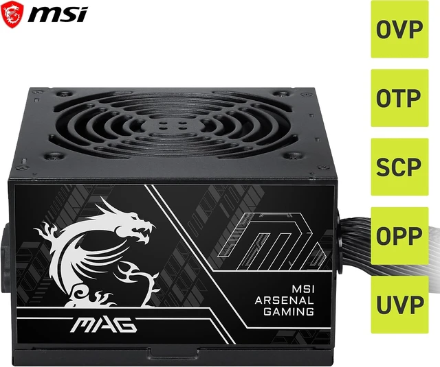 Alt view image 5 of 7 - MSI MAG A600DN II Gaming Power Supply - 80 Plus Certified 600W - Non-Modular - Low Noise ATX PSU