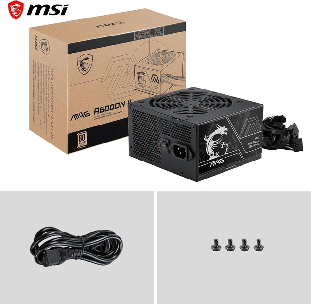 Alt view image 7 of 7 - MSI MAG A600DN II Gaming Power Supply - 80 Plus Certified 600W - Non-Modular - Low Noise ATX PSU