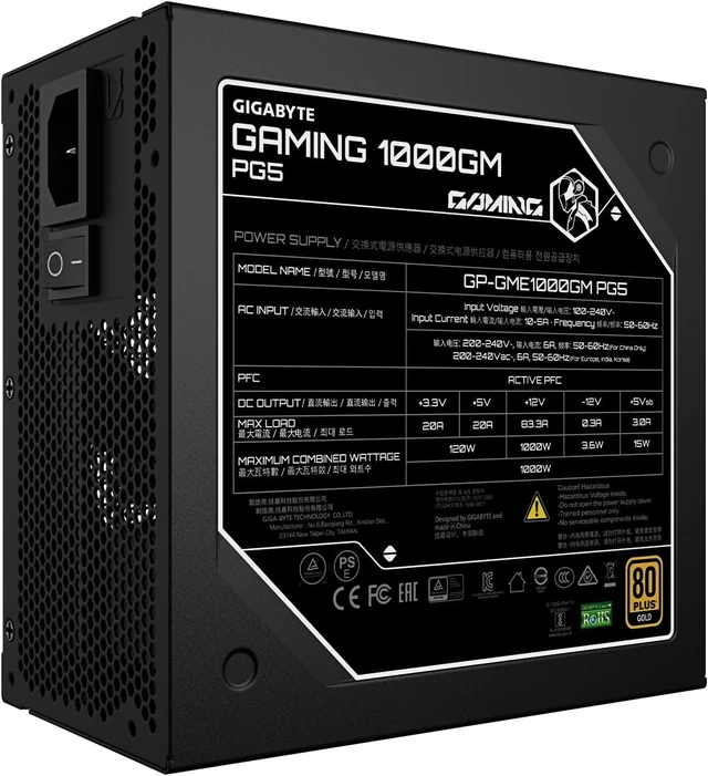 Alt view image 4 of 7 - GIGABYTE Gaming 1000GM PG5 ATX 3.1 & PCIe 5.1 Ready Fully Modular 1000W Power Supply - 80 Plus Gold & Cybenetics Platinum Certified, Dual Color 12V-2x6 Cable, T-Guard, 10 Year Warranty - Black