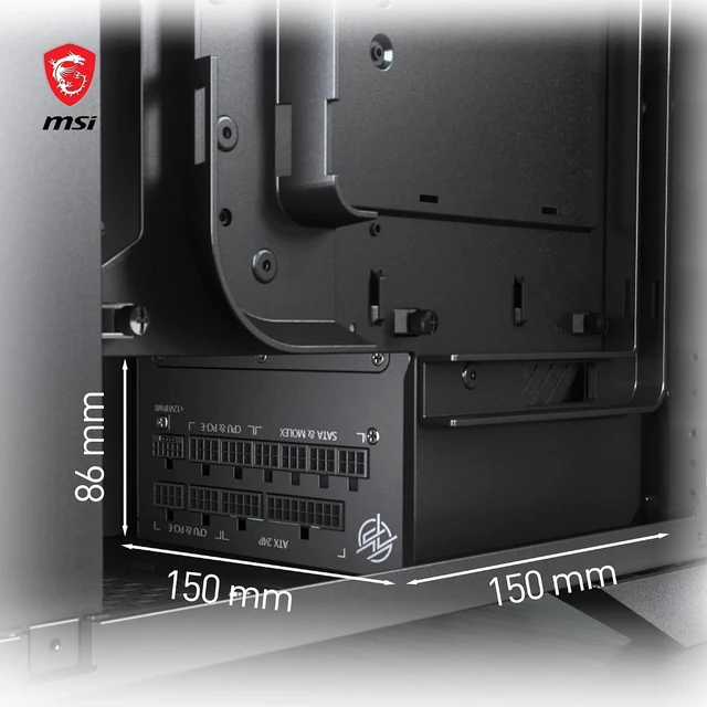 Alt view image 6 of 7 - msi MPG 1000W 80+ Gold Power Supply - 1000W 80+ Gold - 100% Japanese Capacitors - Compatible with PCIe 5.0 Graphics Cards - 1 Fan(s)