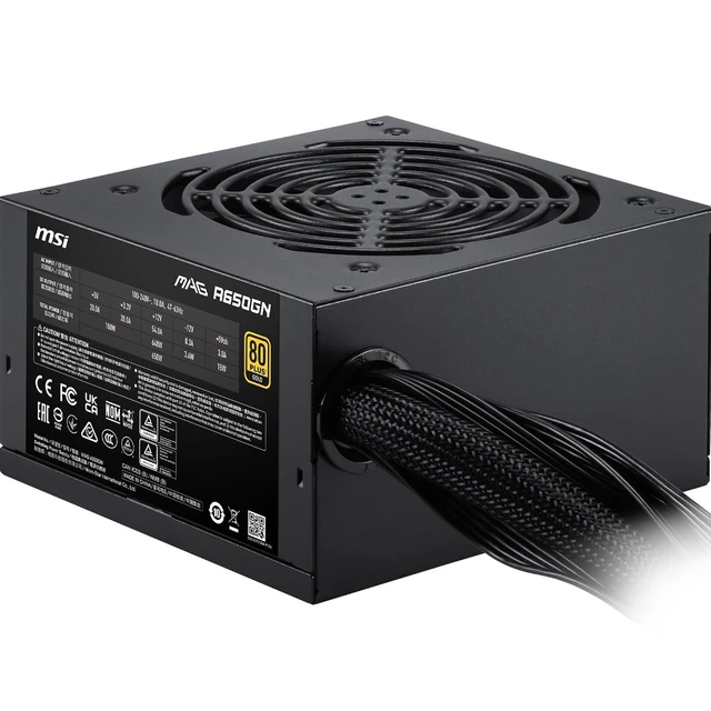 Main image of MSI MAG A650GN II Gaming Power Supply - 80 Plus Gold - ATX 3.1 Ready - 650W - Non-Modular - Low Noise ATX PSU