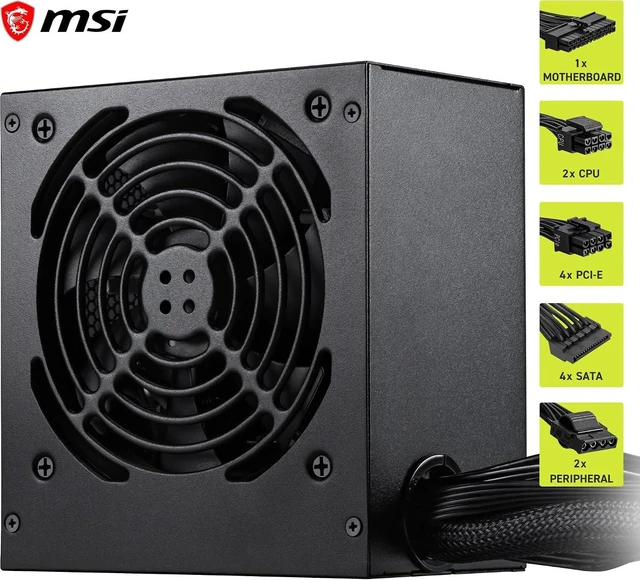 Alt view image 4 of 7 - MSI MAG A650GN II Gaming Power Supply - 80 Plus Gold - ATX 3.1 Ready - 650W - Non-Modular - Low Noise ATX PSU