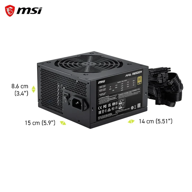 Alt view image 6 of 7 - MSI MAG A650GN II Gaming Power Supply - 80 Plus Gold - ATX 3.1 Ready - 650W - Non-Modular - Low Noise ATX PSU