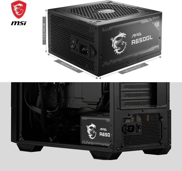 Alt view image 6 of 7 - MSI MAG A650GL 650W 80 Plus Gold Power Supply
