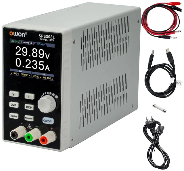 Main image of OWON Lab Power Supply, 0-30V 0-8A Adjustable Switching DC Regulated Bench Power Supply with High OutPut Power 120W,Supports Computer Programming OutputVoltage/Current Curve Monitoring Function SPS3081
