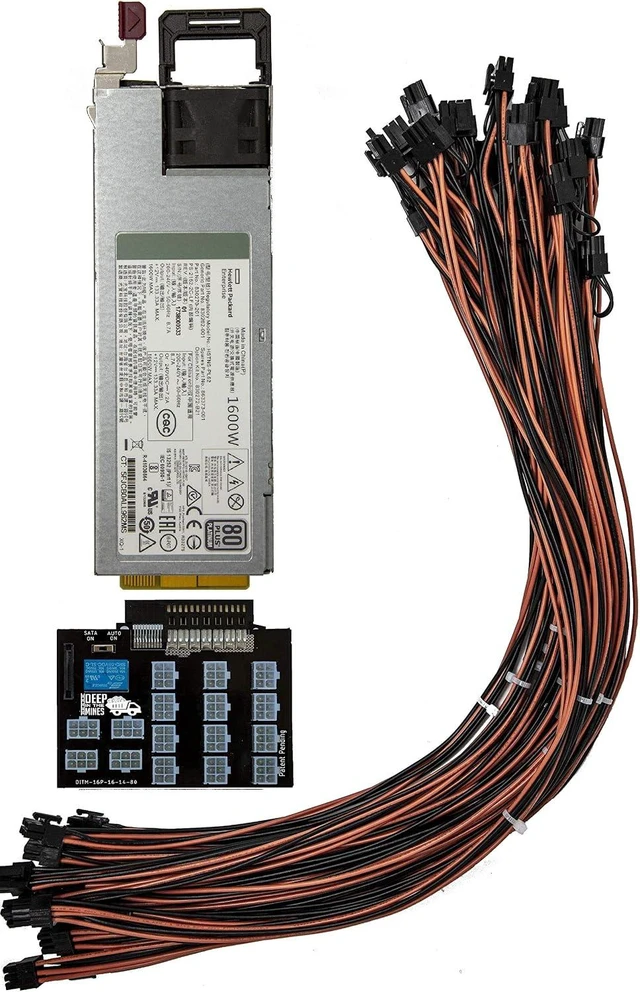 Main image of 1600W 94% Platinum PSU Power Supply Kit 220-240v 16 6+2 PCIE for GPU Mining or Bitcoin Mining