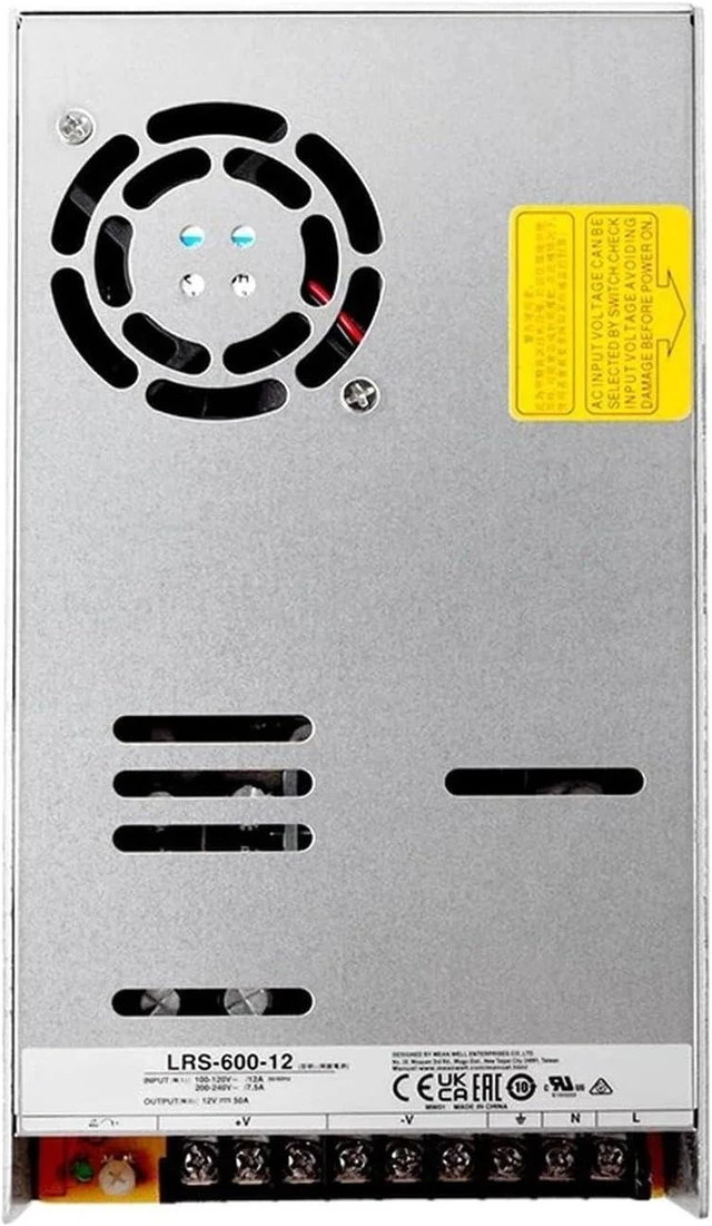 Main image of LRS-600-12 Industrial Power Supply, 12V 50A 600W, High Efficiency 90%, Surge and Overload Protection, 5G Vibration Resistant, Reliable for Industrial Automation & Robotics
