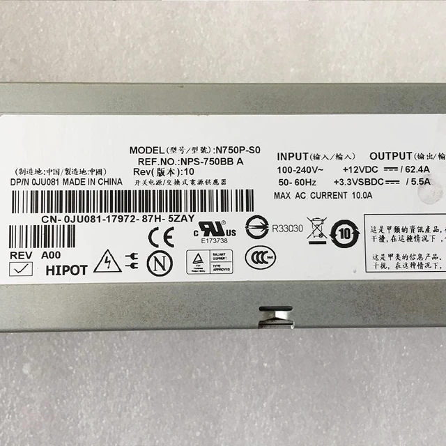 Alt view image 5 of 5 - Server Power Supply for PE2950 750W N750P-S0 Z750P-00 Y8132 NY526 JX399 RX833 JU081 Fully Tested