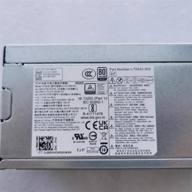 Alt view image 3 of 7 - L70042-002 L70042-004 Original New for H P 280 Pro G3 MT 180W Power Supply D19-180P1A PCK017