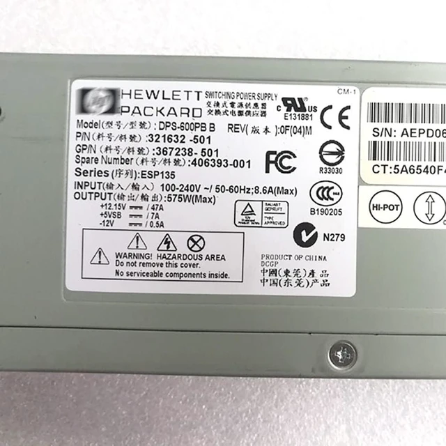 Alt view image 5 of 5 - DPS-600PB B for DL380 G4 Power Supply 321632-001/501 367238-001/501 338022-001 406393-001 MAX 575W