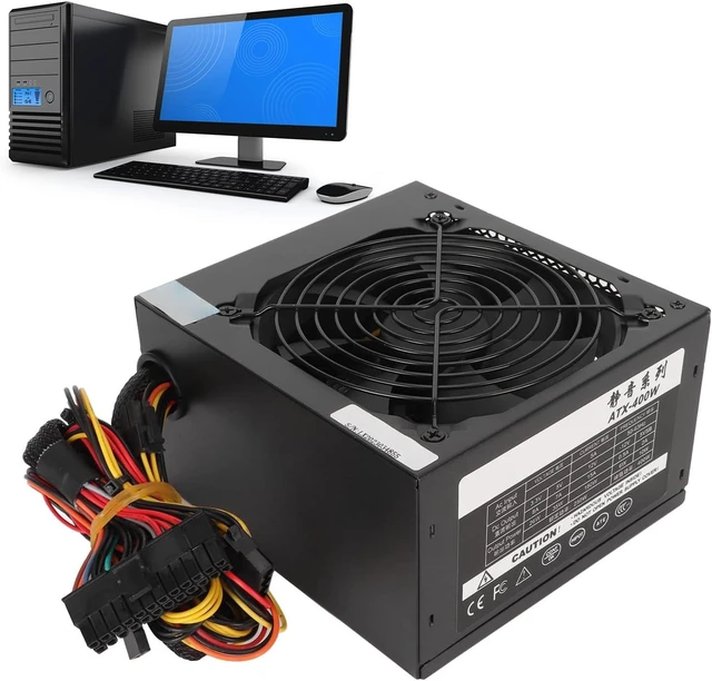 Alt view image 3 of 7 - Septpenta 400W Power Supply, Rated 250W, Silent Fan, Fully Modular RGB Power Supply, Compact Low Noise RGB Fan 0 RPM for Computer US Plug