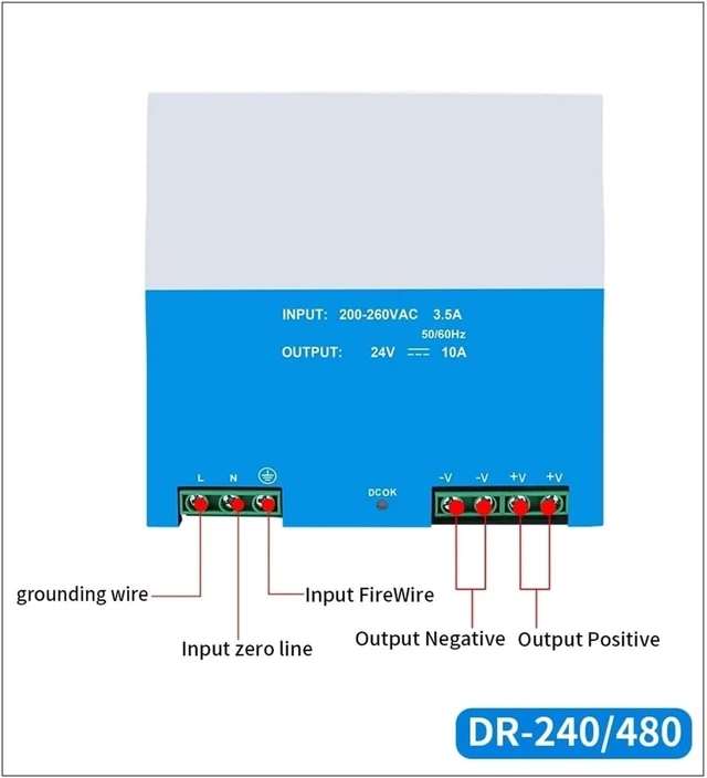 Alt view image 3 of 4 - Din-Rail Switching Power Supply Output 12V 24V 36V 48V Power 75W/100W/120W/240W/480W(DR-480,36V)