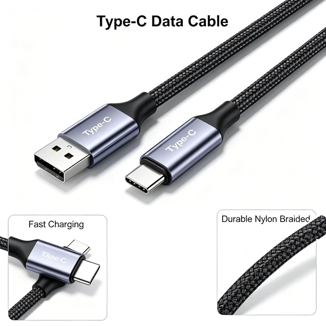 Alt view image 2 of 5 - Braided USB C, USB C Date Cable Type C