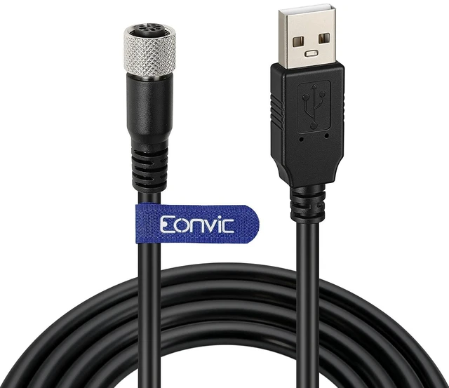 Alt view image 2 of 4 - Industrial M12 4 Pin A Code Female to USB 2.0 Male Data Connection Cable High Flex Shielded Moulded IP67 Waterproof Cable (4pin A Female, 8M)