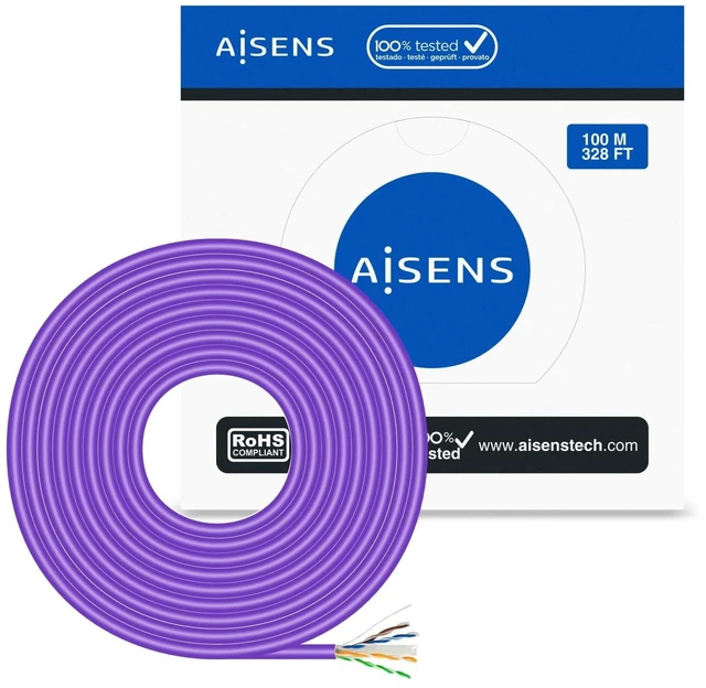 Alt view image 3 of 3 - AISENS - A135-0747 Network Cable RJ45 LSZH Cat.6 UTP Rigid AWG23 CCA (Alloy), Violet, 100M