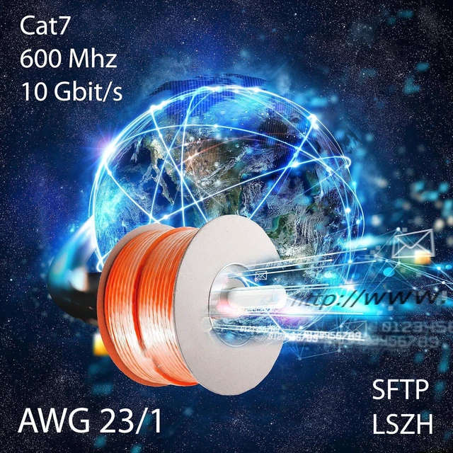 Alt view image 4 of 5 - 1aTTack.de CAT 7 installation cable network cable CAT.7 LAN halogen-free installation cable CAT7 cable network cabling data cable Gigabit Ethernet 100m