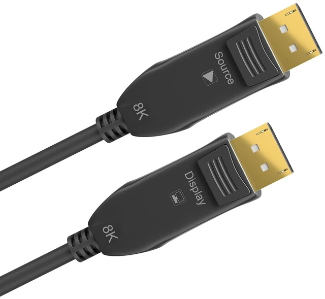 Main image of goobay 64866 Optical DisplayPort Hybrid Connection Cable 2.0 (AOC) / 8K Ultra HD 4320p (60 Hz) / Hybrid Fibre Optic Copper Conductor/Gold-Plated Contact Surfaces/DisplayPort to DisplayPort / 10 m